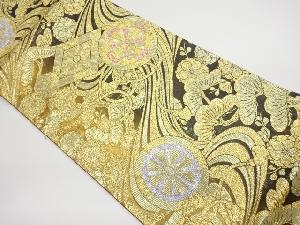 モール源氏車に菱・松梅・流水模様織出し袋帯